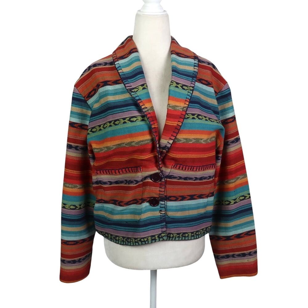 Vintage 90s New Identity Southwestern Woven Tapestry Jacket M